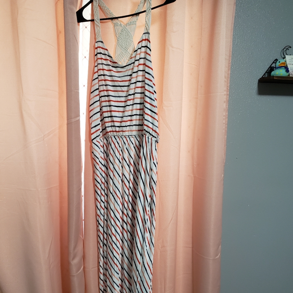 Red, white and blue maxi dress